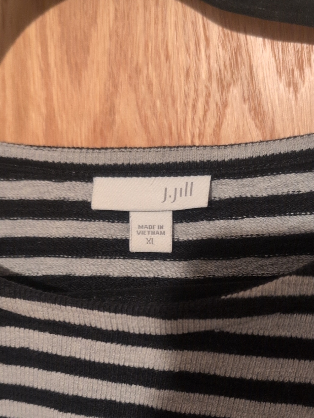 J. Jill Black and grey Striped Knit Tee